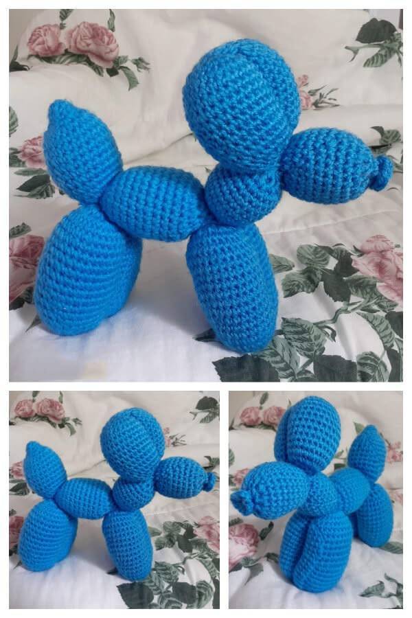 Vibrant Blue Amigurumi Balloon Dog Craft