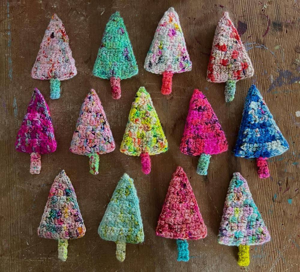 Vibrant Crochet Christmas Tree Ornaments