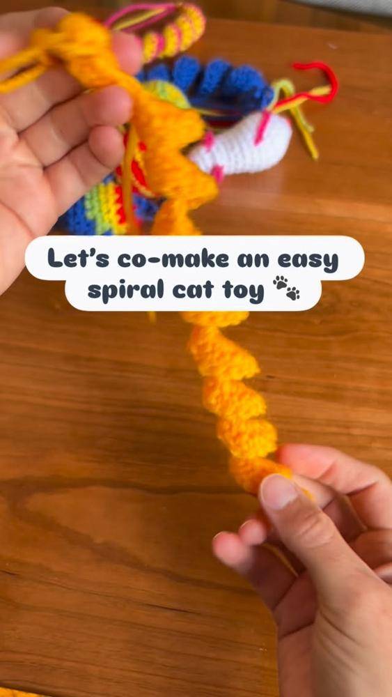 Vibrant Crochet Spiral Cat Toy