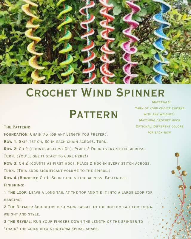 Vibrant Crocheted Spiral Wind Spinner Project