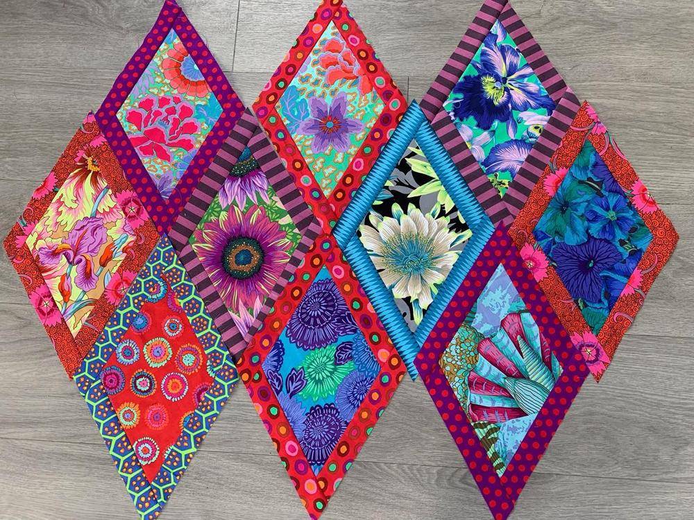 Vibrant Diamond Patchwork Quilted Wall Hanging