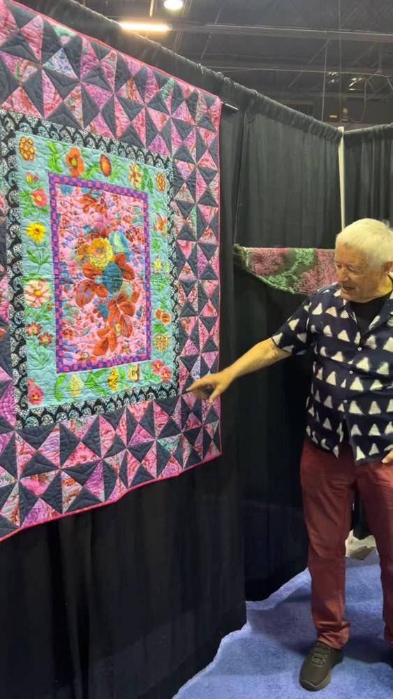 Vibrant Geometric and Floral Patchwork Quilt