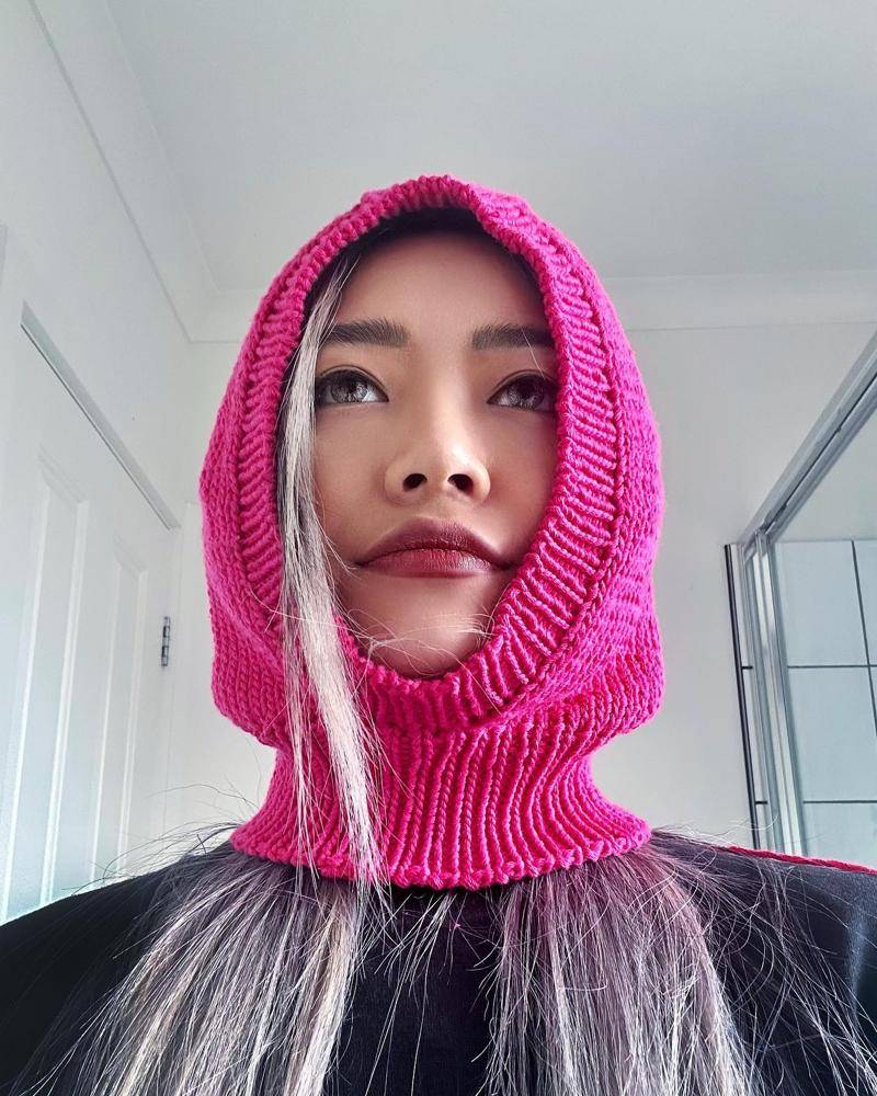 Vibrant Pink Knitted Balaclava Pattern
