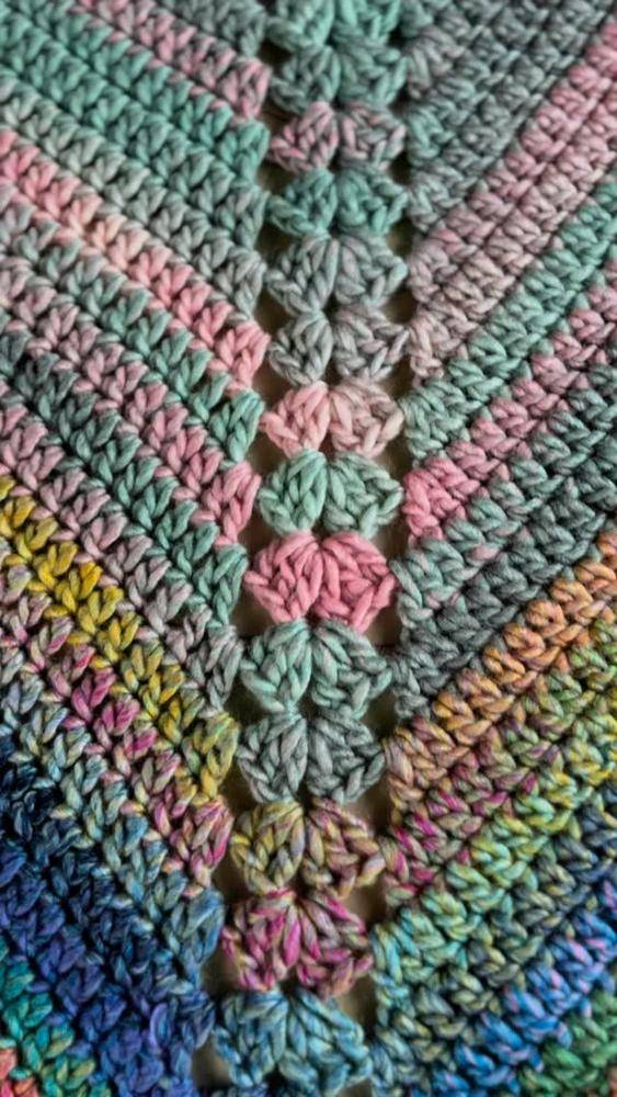 Vibrant Popcorn Stitch Crochet Blanket