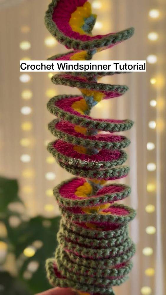 Vibrant Spiral Crochet Wind Spinner Decor