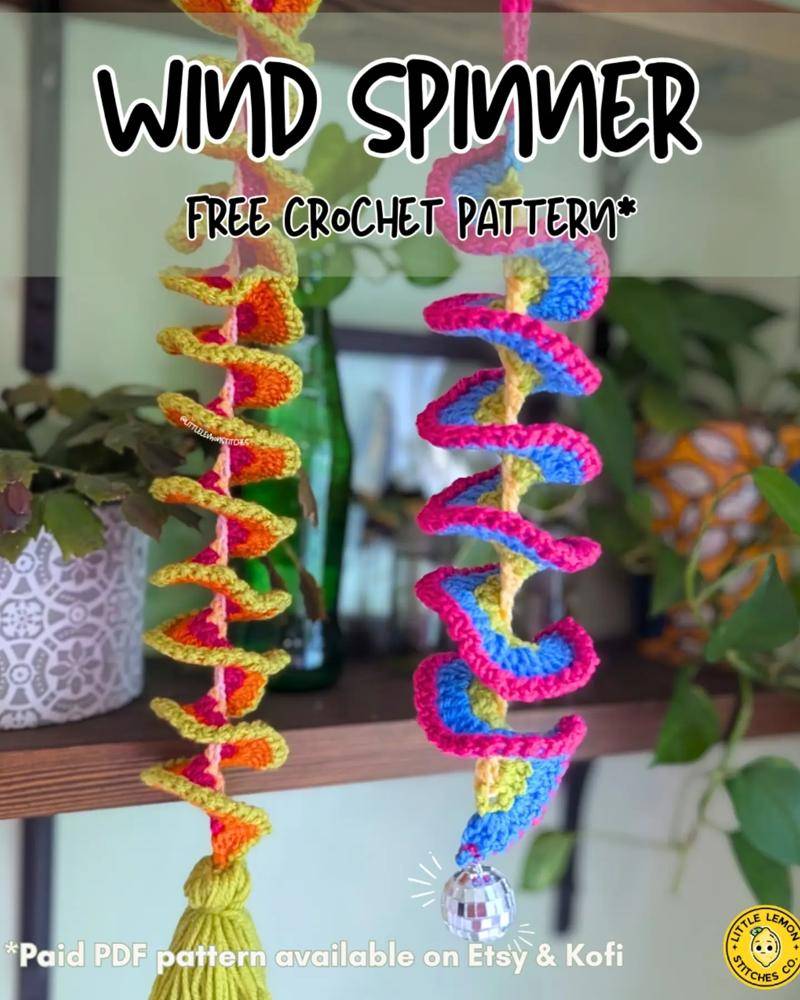 Vibrant Spiral Crochet Wind Spinner Decoration
