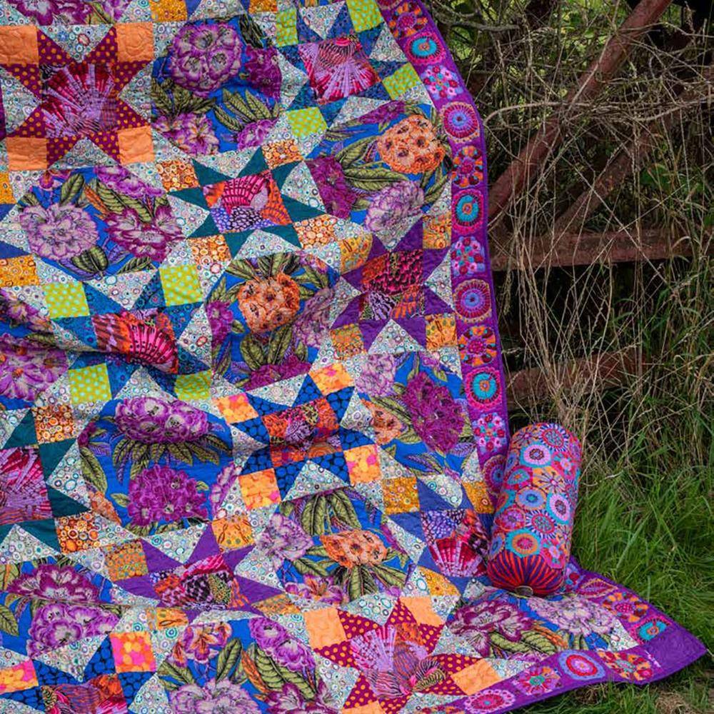 Vibrant Tropical Floral Patchwork Quilt
