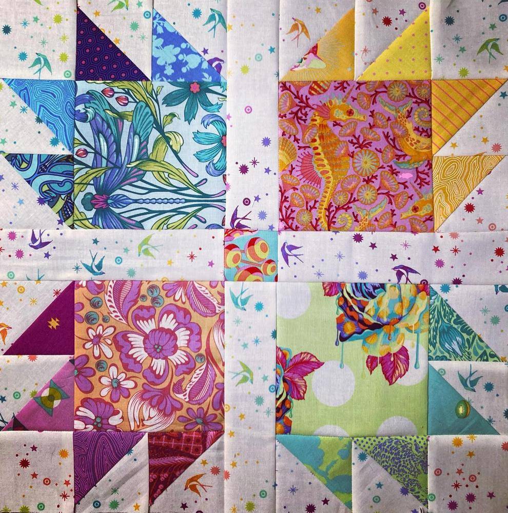 Vibrant Tula Pink Quilted Block