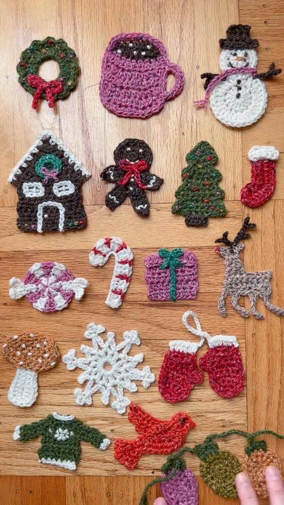 Whimsical Crochet Christmas Applique Collection