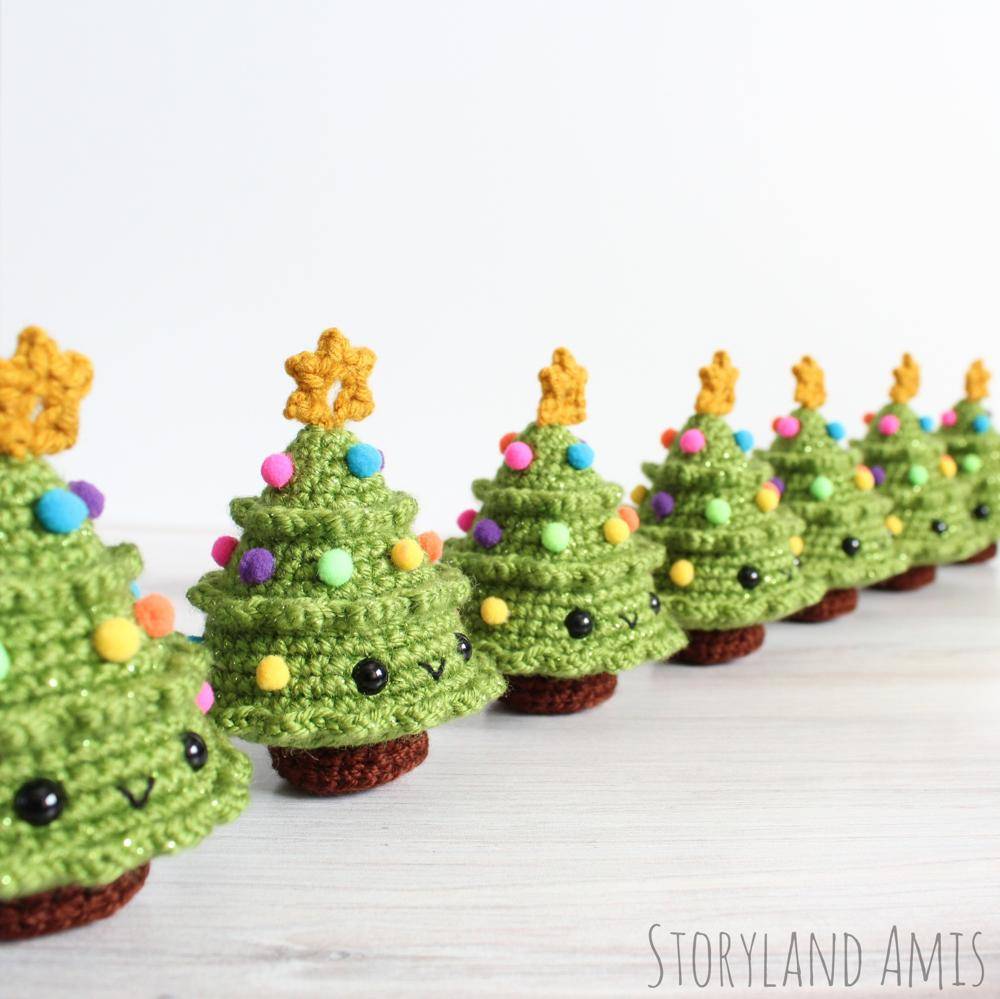 Whimsical Crochet Christmas Trees with Festive Ornaments