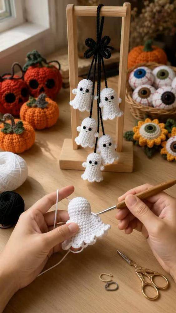 Whimsical Crochet Ghost Garland Craft