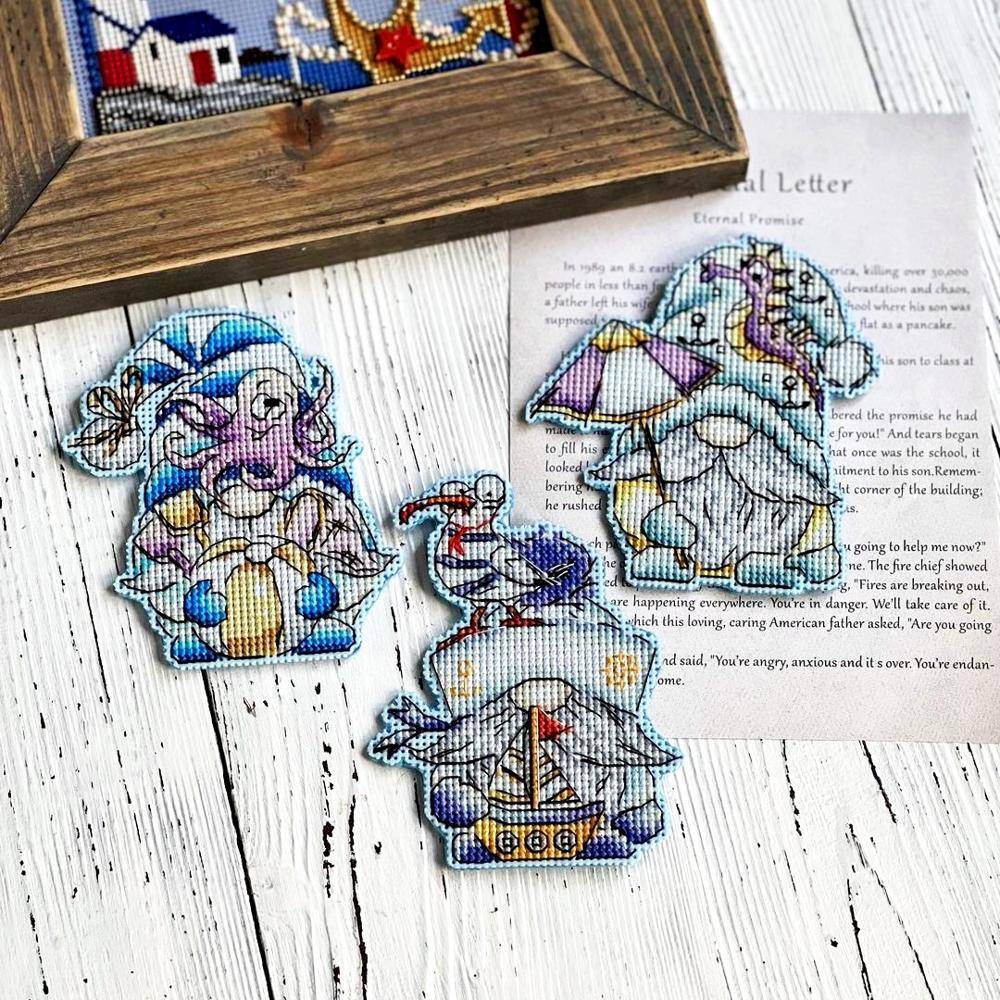 Whimsical Cross Stitch Christmas Gnome Ornaments
