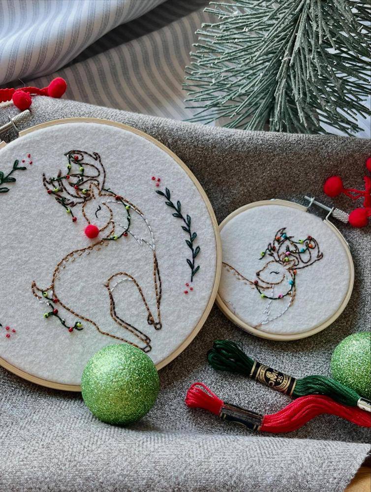 Whimsical Deer Embroidered Hoop Art