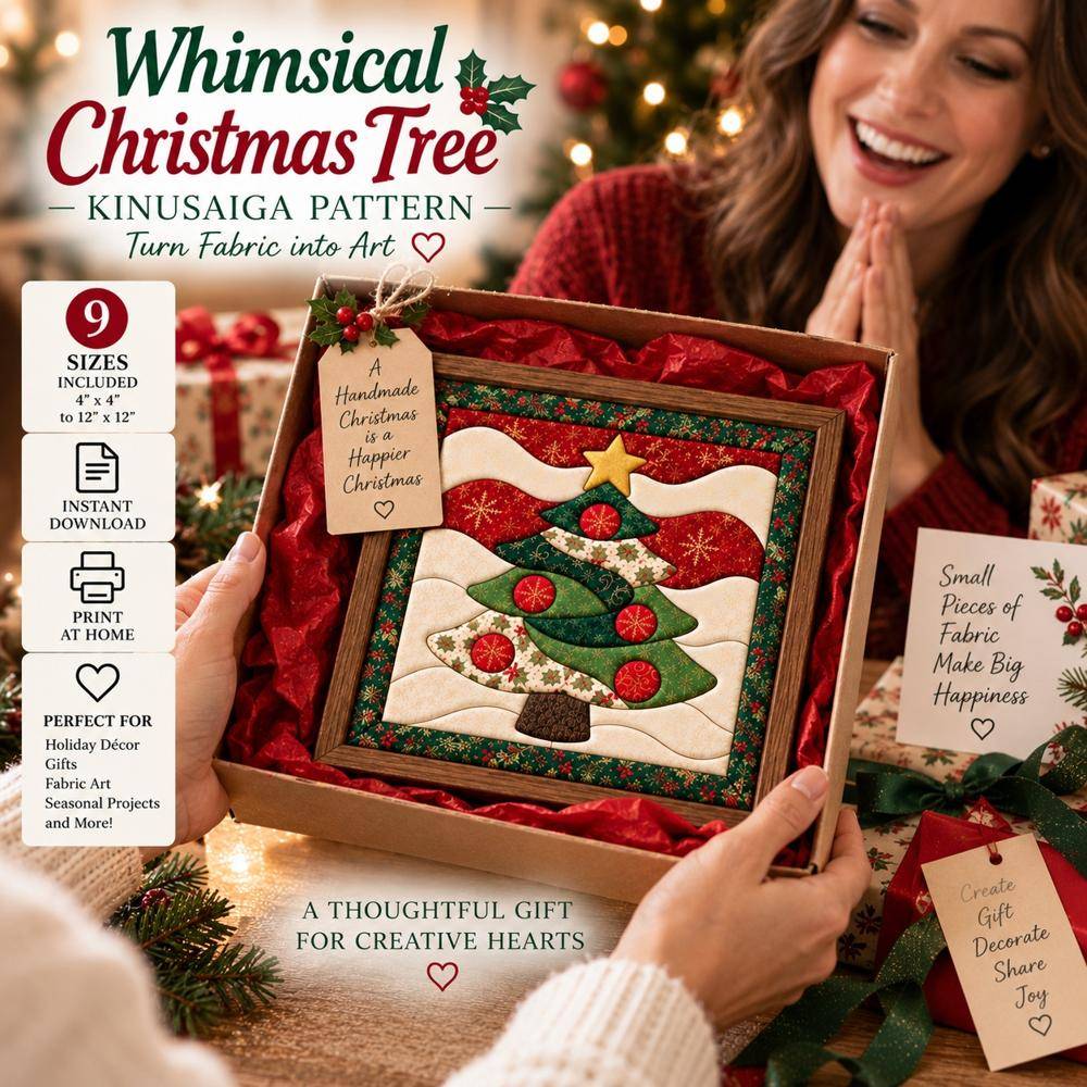 Whimsical Fabric Christmas Tree Art Quilt