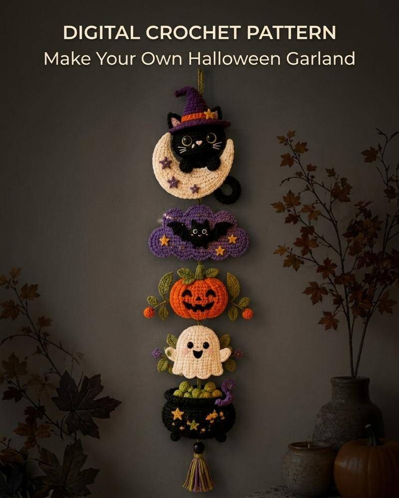 Whimsical Halloween Crochet Garland