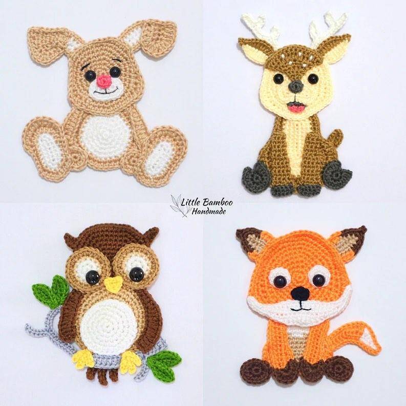 Woodland Creature Crochet Appliqué Set