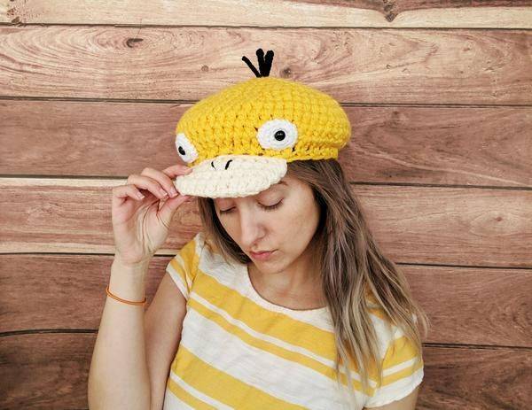 Yellow Psyduck Crochet Hat